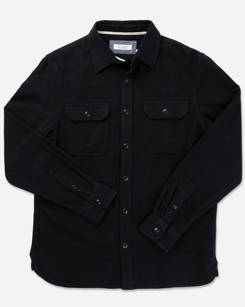 Men's Button Down Plaid Flannel Shirt - Black Black – Ace Rivington