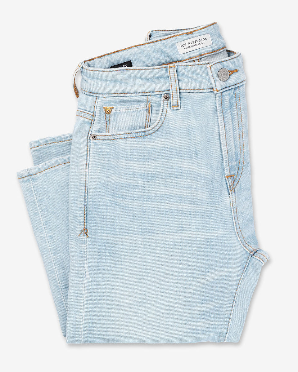 Women's Classic Straight Comfort Denim Jeans - Dark Rinse – Ace Rivington