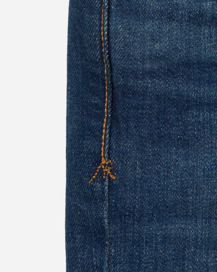 Detailed View of Orange Color Seam for Ace Rivington - Dirty Vintage - Athletic Straight Leg Denim Jeans.