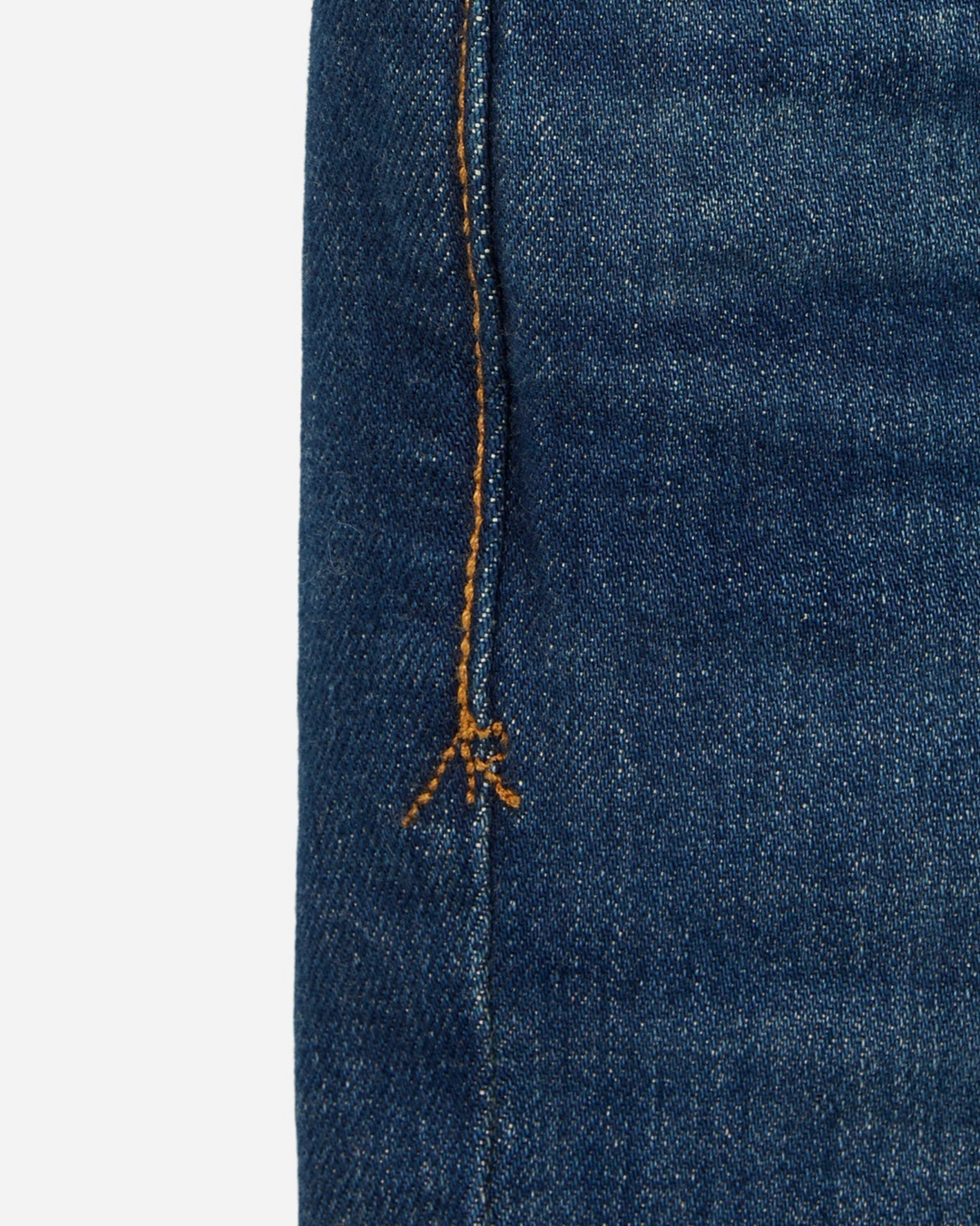 Detailed View of Orange Color Seam for Ace Rivington - Dirty Vintage - Athletic Straight Leg Denim Jeans.