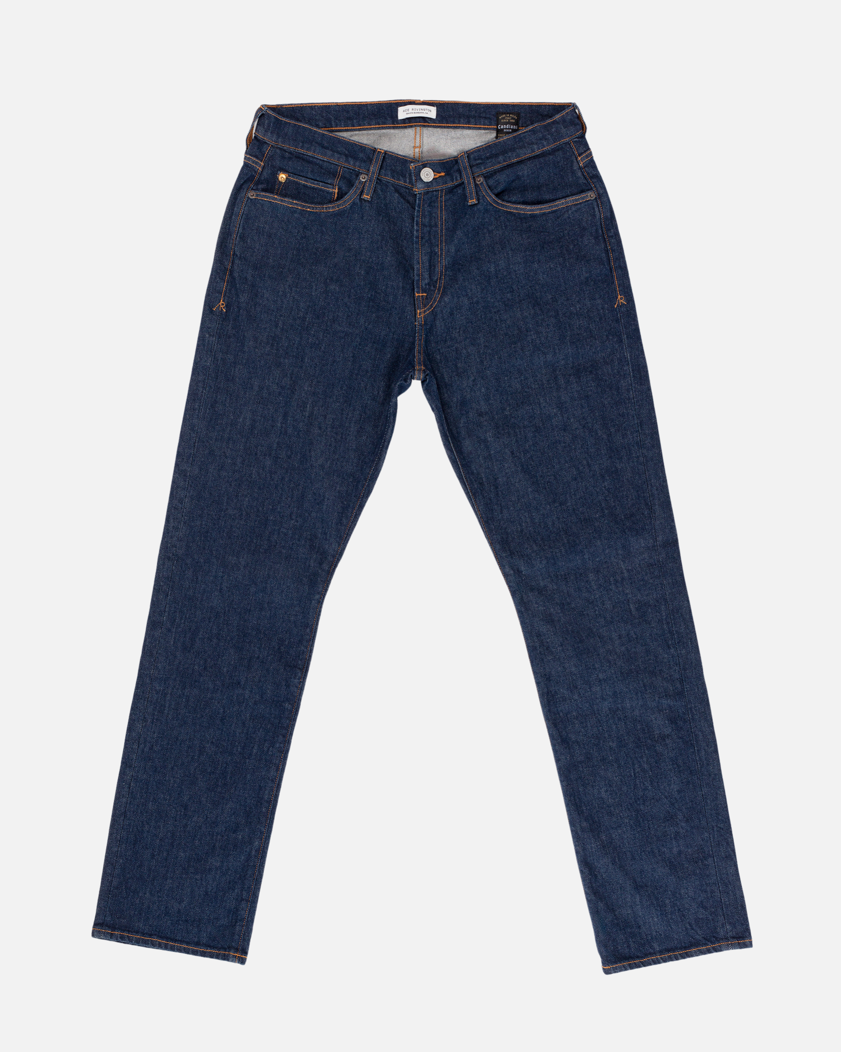 Ace Rivington Dark Rinse - Athletic Straight Denim Jeans Front View.