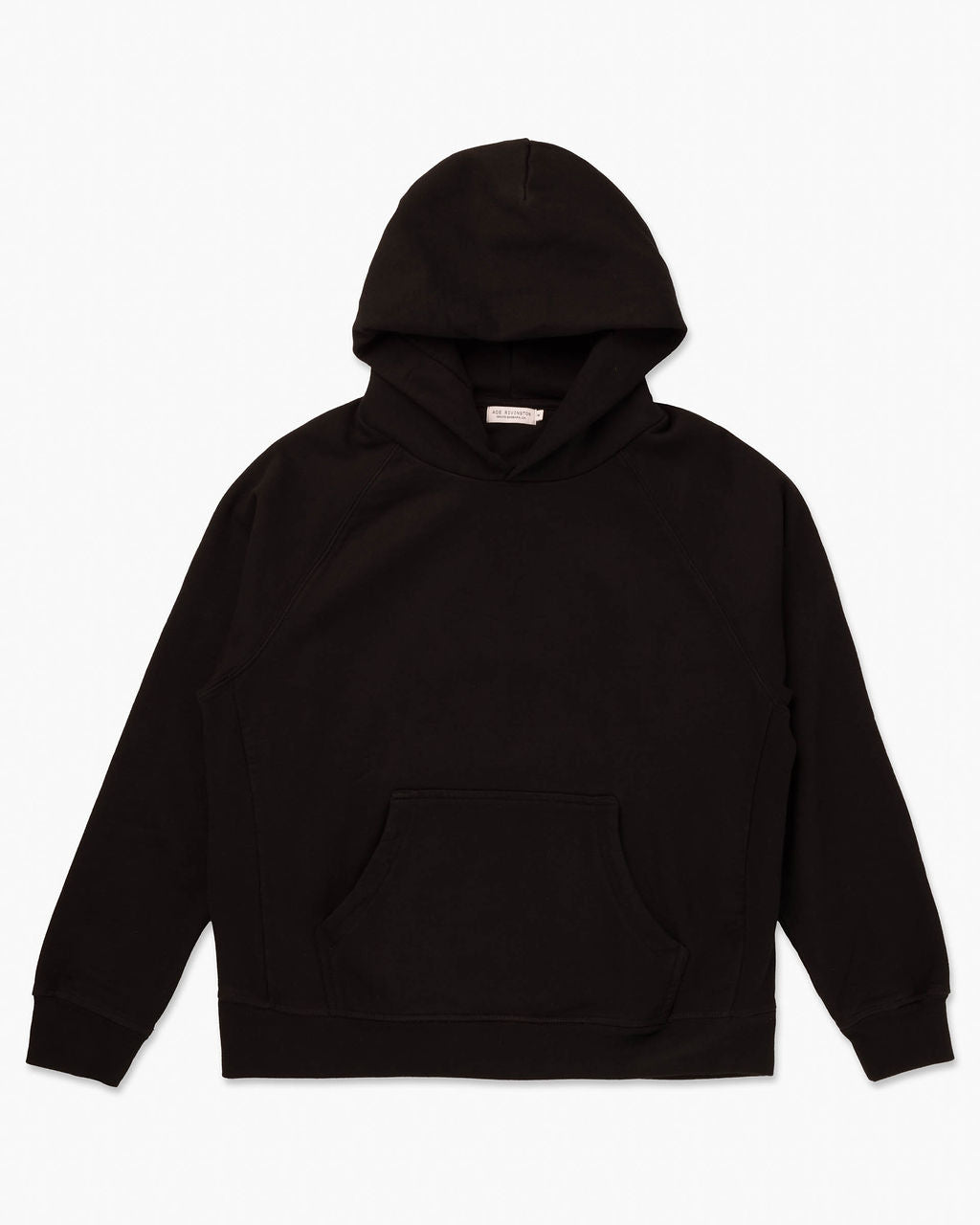 Raglan Sleeve Organic Cotton Hooded Sweatshirt - Black