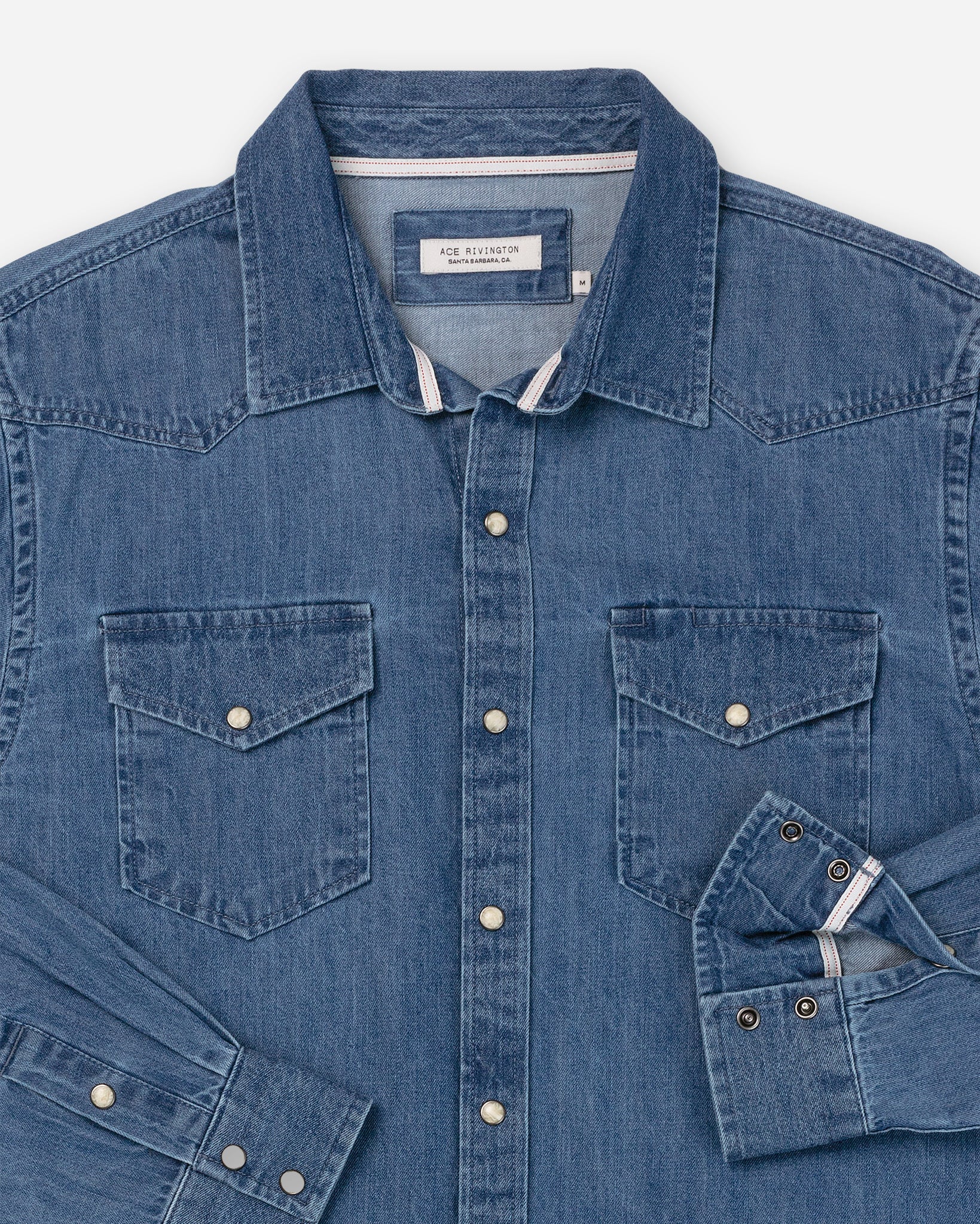 Mid Weight Denim - Western Shirt - Medium Wash