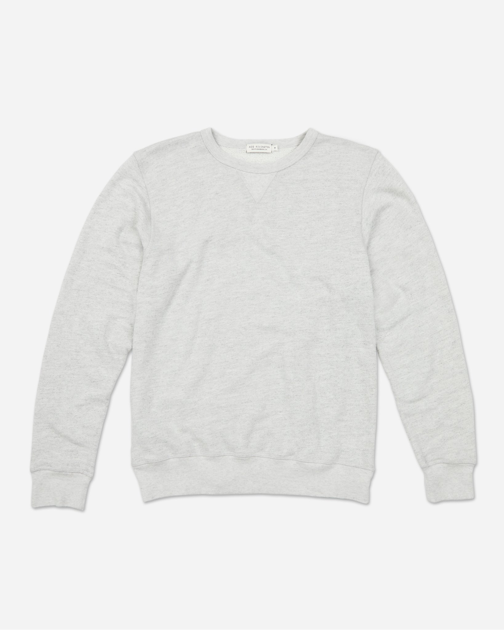 A grey heather French Terry Vintage Soft Crewneck Sweatshirt by Ace Rivington. The sweatshirt features a classic crewneck design with long sleeves and ribbed cuffs and hem. The fabric appears soft and comfortable, suitable for casual wear.