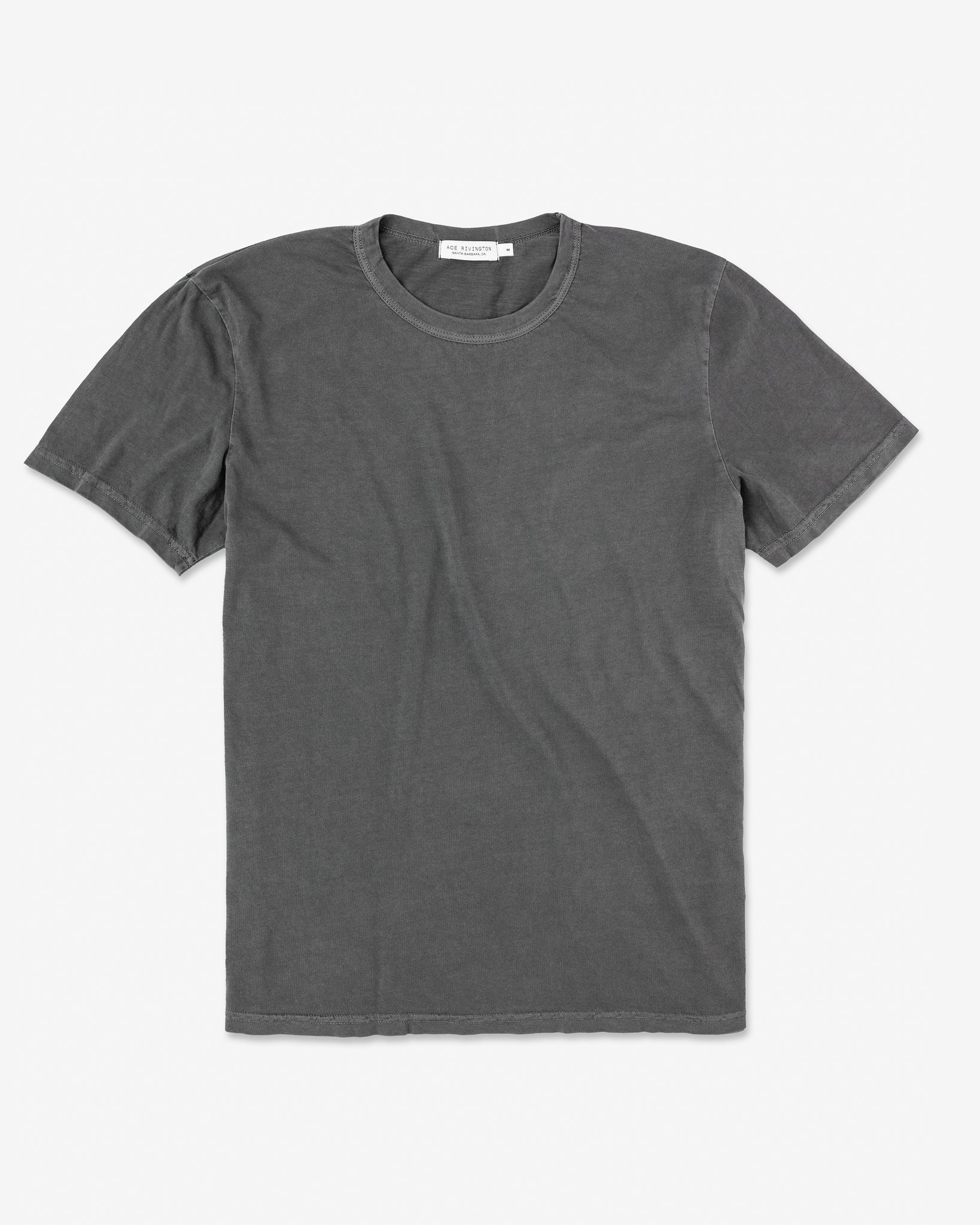 Ace Rivington Super Soft Supima Cotton Tee in Carbon color, displayed flat on a plain white background. The T-shirt has a simple design with a round neckline and short sleeves, showcasing its soft texture and high-quality fabric.