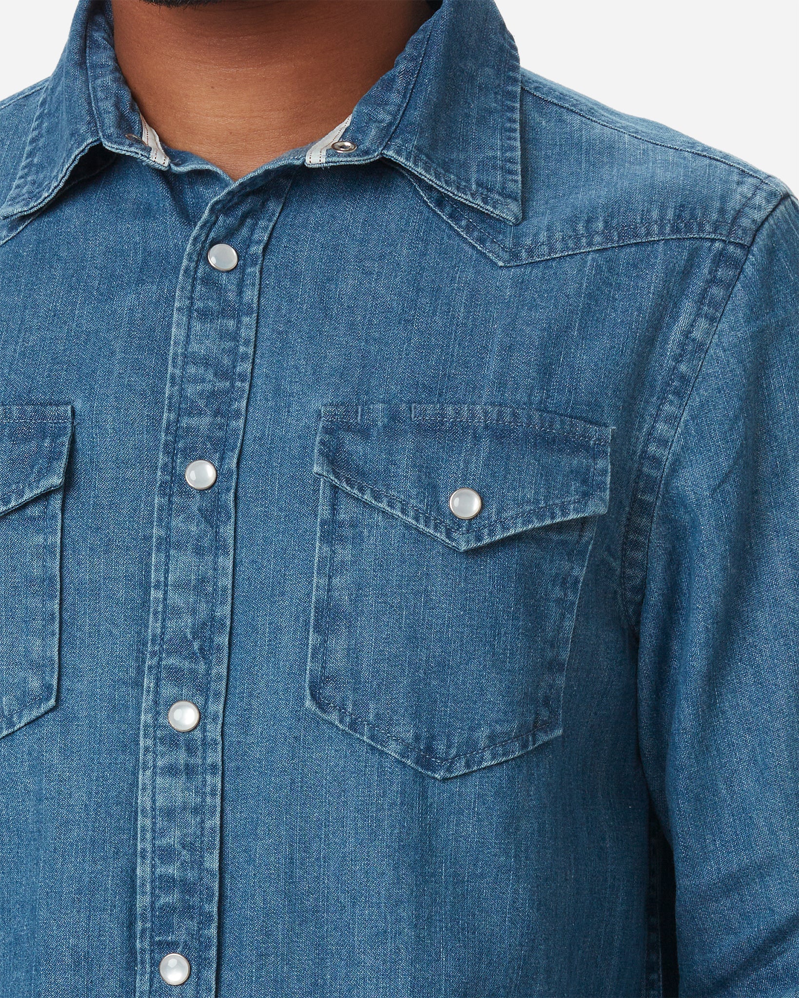 Mid Weight Denim - Western Shirt - Medium Wash